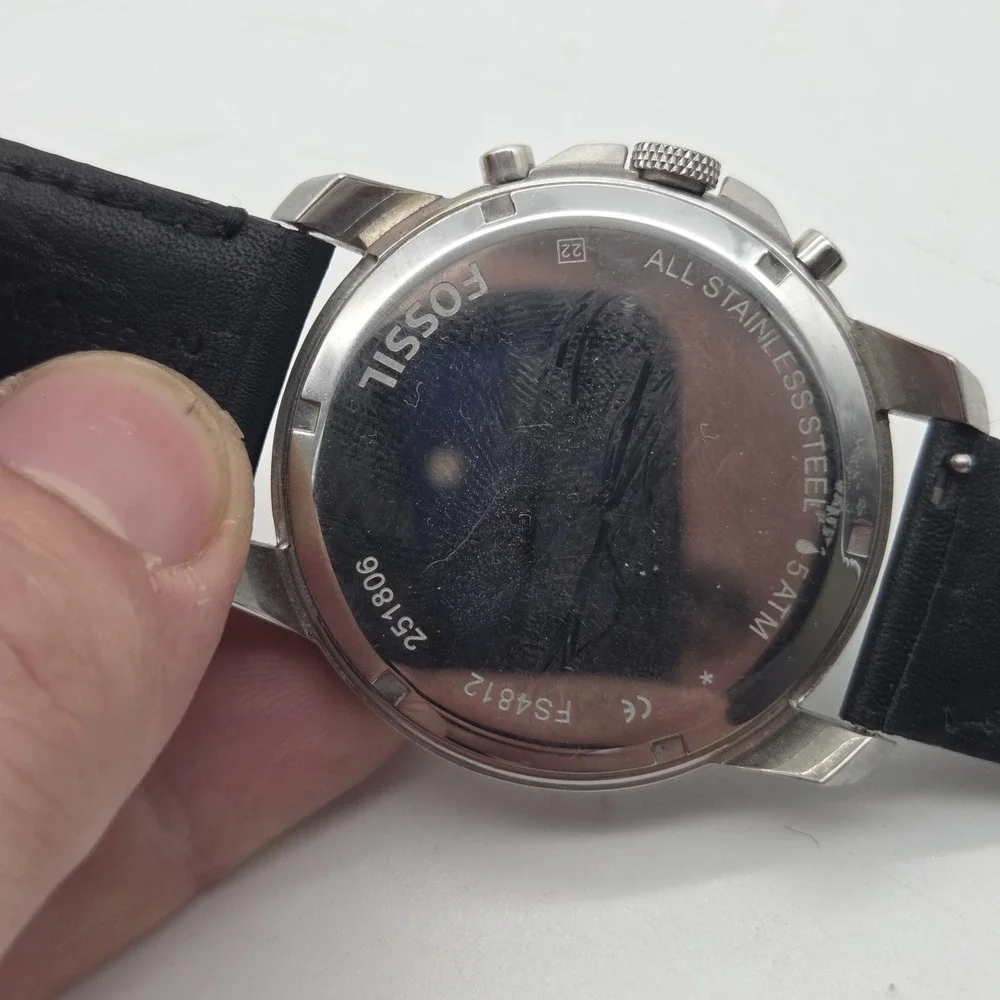 Fossil Grant FS4812 Chrono Chronograph Wrist Watch Leather Strap Mens